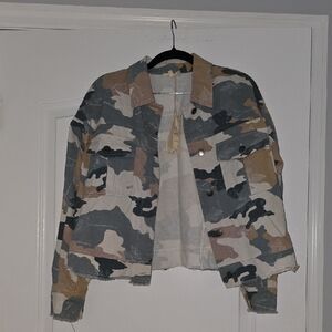 Gray and Brown Utility Jacket with Urban Camouflage